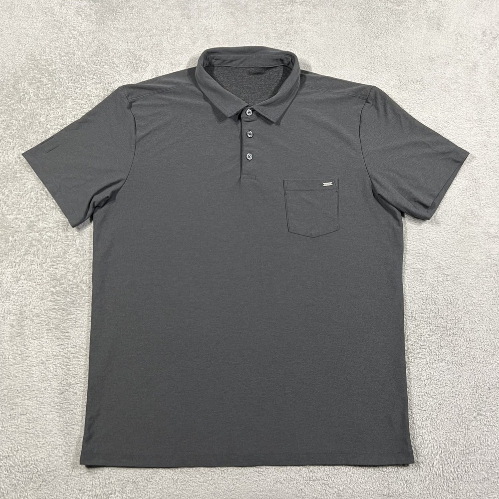 Vuori Ace Polo Shirt Mens L Gray Performance Pique Pocket Slim
